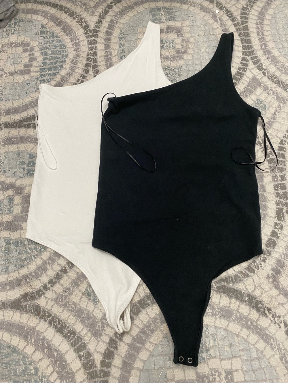 Abercrombie & Fitch One-Shoulder Bodysuits in Black & White